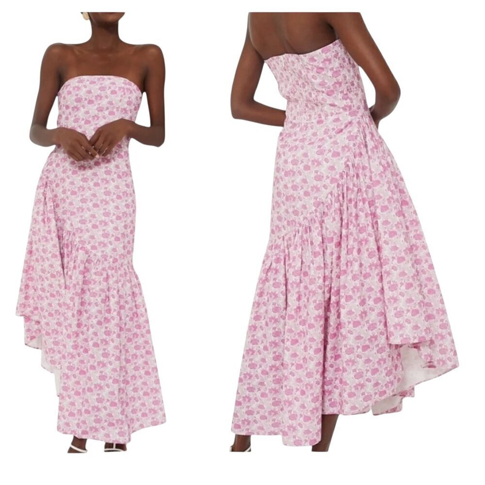 Hyacinth House Camellia Dress XXL Pink Floral High Low Strapless NWT